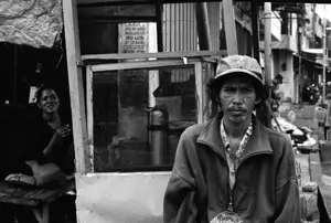 a becak driver's life is the street