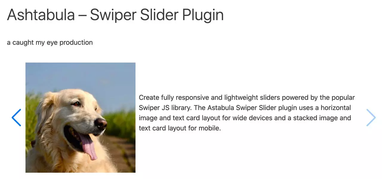 ashtabula swiper slider plugin on a desktop screen