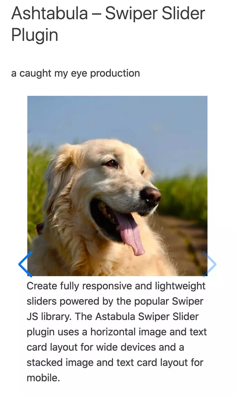 ashtabula swiper slider plugin on a mobile screen