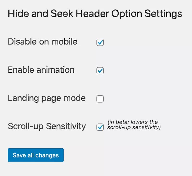 hide and seek header plugin settings